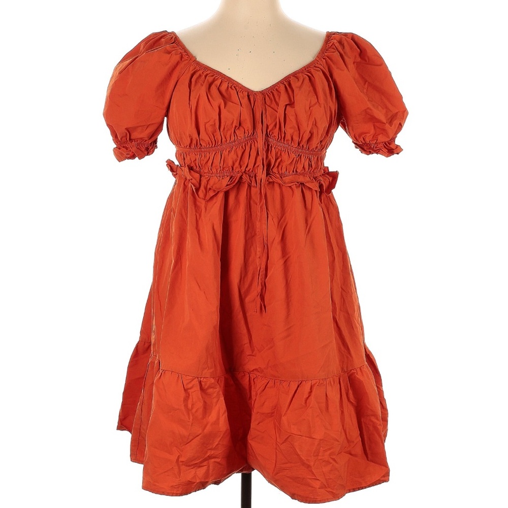 SHEIN Orange Puff Sleeve Dress
